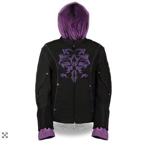 Milwaukee Leather ML2067 Women’s Black & Purple Hoodie Jacket with Reflective